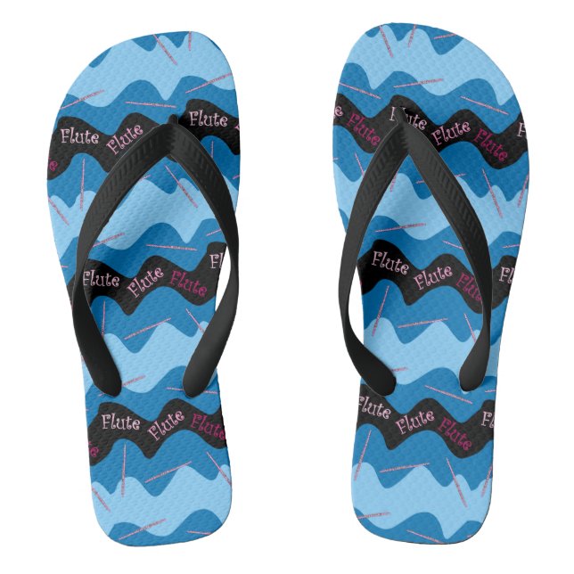 Pink Flute Pattern Flip Flops (Footbed)