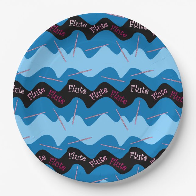 Pink Flute Pattern Paper Plates (Front)