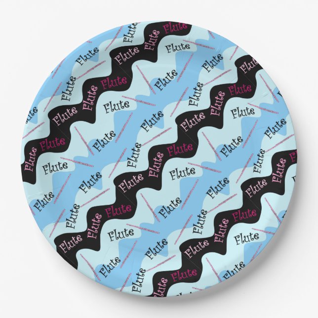 Pink Flute Pattern Paper Plates (Front)
