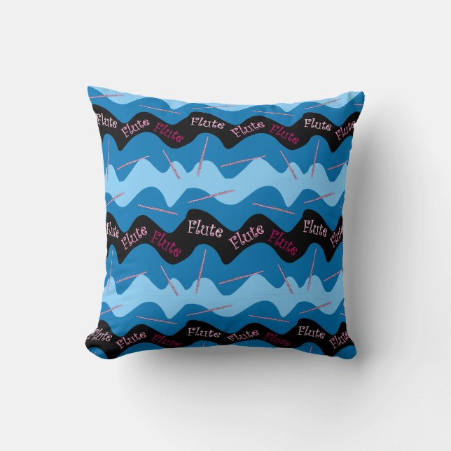 Pink Flute Pattern Throw Pillow (Front)