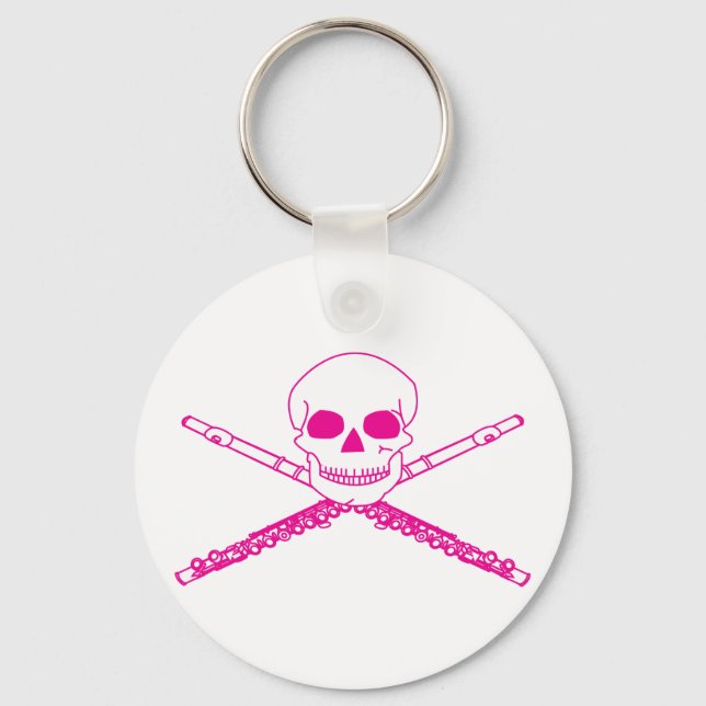 Pink Flute Skull Keychain (Front)