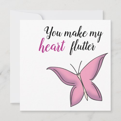 Pink Fluttering Butterfly Valentine Card