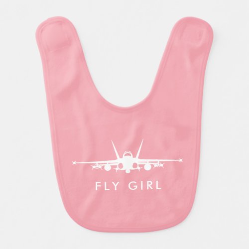 Pink Fly Girl FA_18C Hornet Silhouette Baby Bib