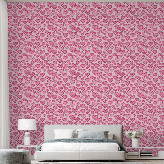 Pink flying hearts wallpaper  (Bedroom)