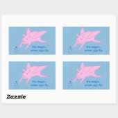 Pink Flying Pig and Blue Stars Wand, Stickers (Sheet)