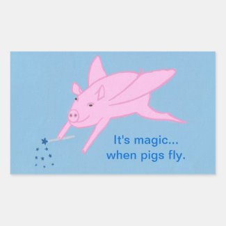 Pink Flying Pig and Blue Stars Wand, Stickers