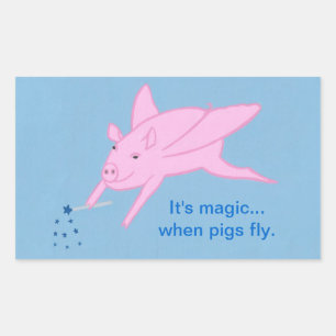 Pink Flying Pig and Blue Stars Wand, Stickers