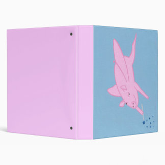 Pink Flying Pig Making Blue Stars Binders