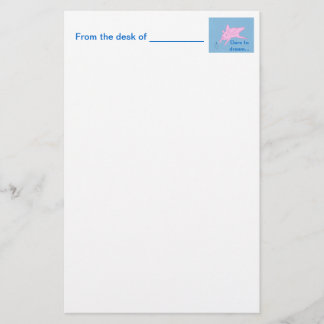 Pink Flying Pig Making Blue Stars Stationery