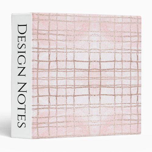Pink Foil Abstract Line Pattern 3 Ring Binder