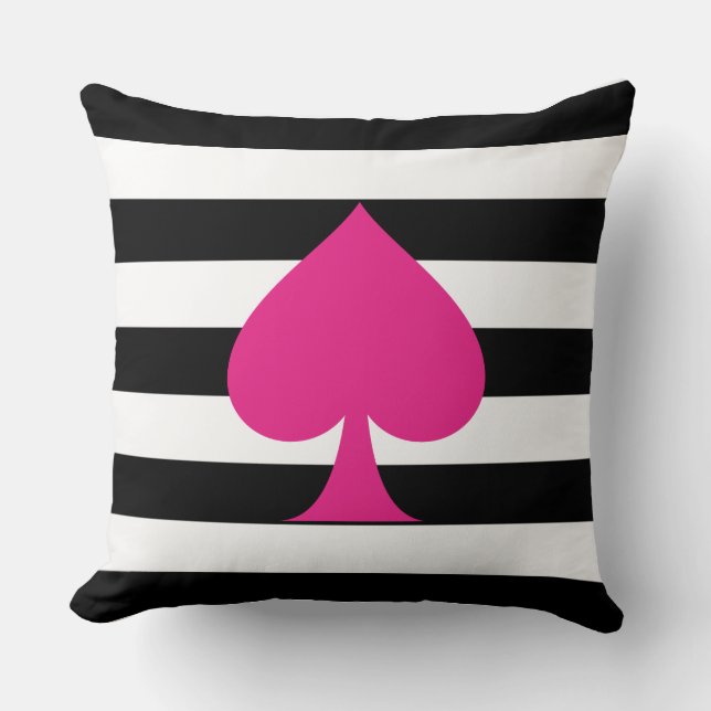 Pink Foil Ace of Spades Throw Pillow (Front)