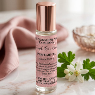Pink Foil and Glitter Perfume Roller Bottle label