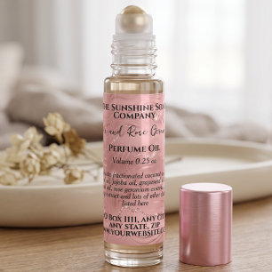 Pink Foil and Glitter Perfume Roller Bottle label