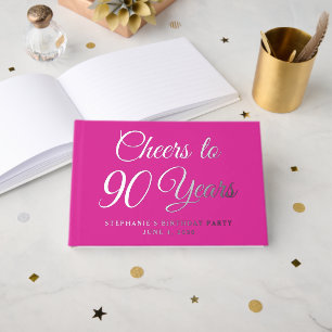 Pink Foil Cheers to 90 Years Guest Book