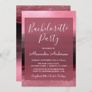 Pink Foil Girly Paint Strokes Bachelorette Party Invitation