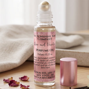 Pink Foil & Glitter Perfume Roller Bottle label