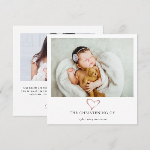 Pink Foil Heart Photo Baptism Christening 
