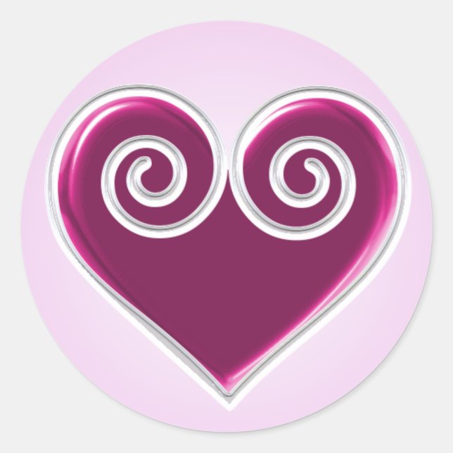 Pink Foil Heart Sticker (Front)