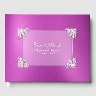 Pink Foil Look Wedding Guest Book