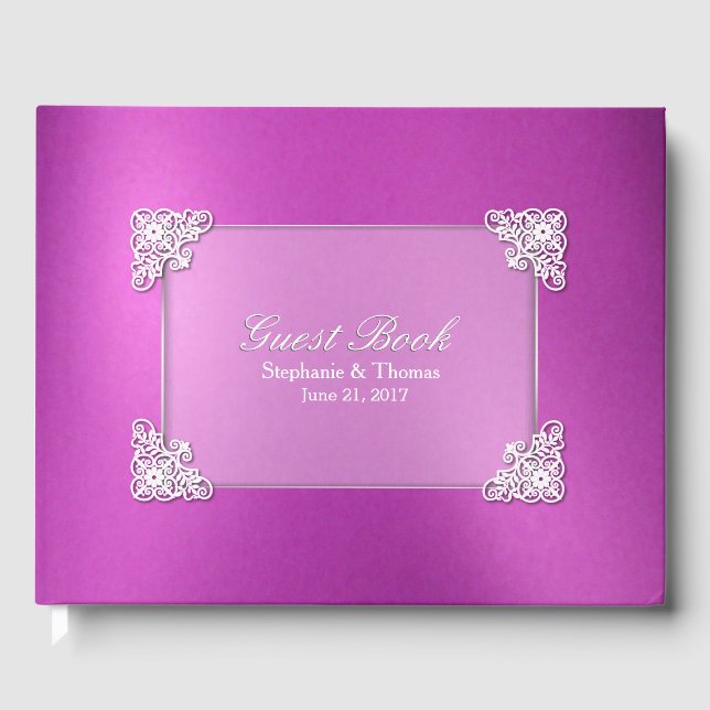 Pink Foil Look Wedding Guest Book (Front)