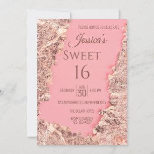 Pink Foil Sweet Sixteen Birthday Party Invitation