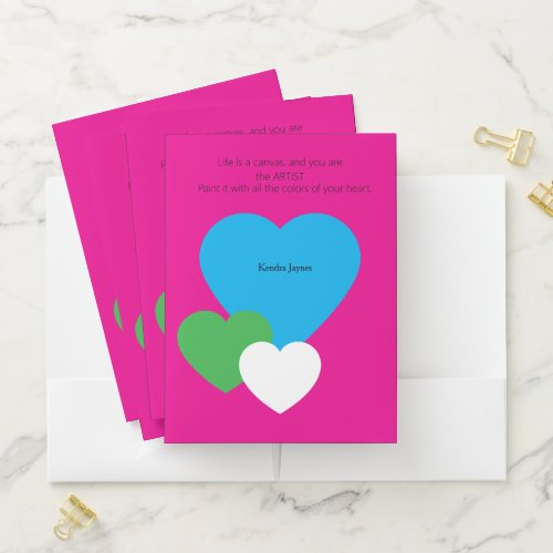 Pink Folder w/ Hearts