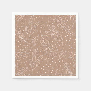 Pink Foliage and Berries on Kraft Paper Napkin