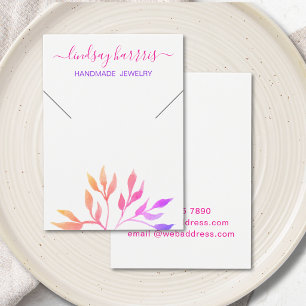 Pink Foliage Necklace Jewelry Display Card