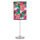 Pink Folkart Summer Bloom Flowers  Table Lamp (Back)