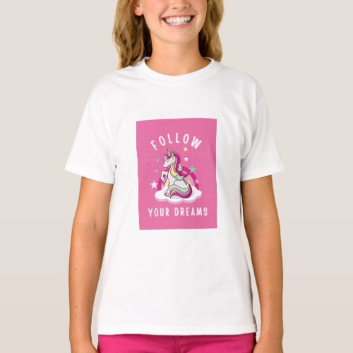 Pink follow your dreams unicorn T_Shirt