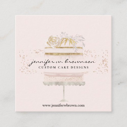 Pink food blogging baking video cookbook authoring square business card