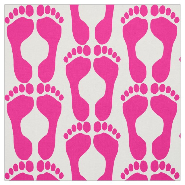 Pink Foot Prints Fabric (Swatch)