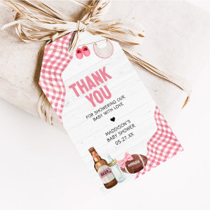 Pink Football Baby Shower Favor Tags