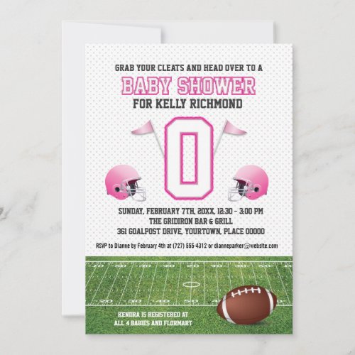 Pink Football Baby Shower Invitation