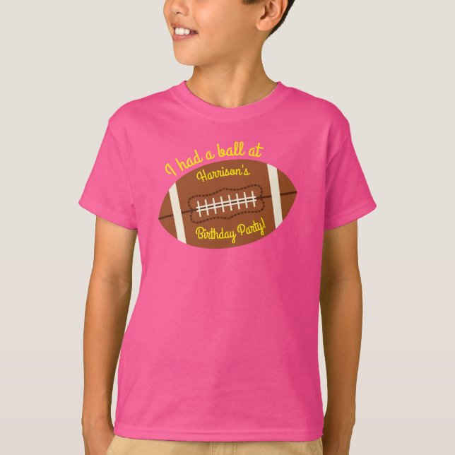 Pink Football Birthday Party T-Shirt (Front)