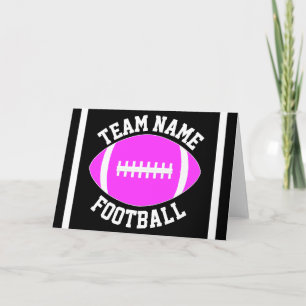 Pink Football Custom Team Name / Text Sports Party Card