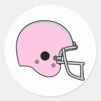 Pink Football Helmet Classic Round Sticker by shopaholicchick at Zazzle