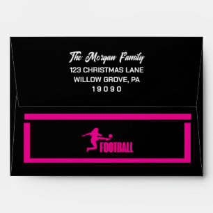 Pink Football Player Girl, Birthday Girl Team Envelope