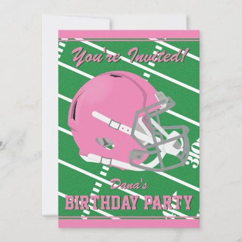 Pink Football Themed Party Invitation _ Editable