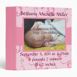 Pink Footprint Baby Photo Binder Album / 1.5 inch
