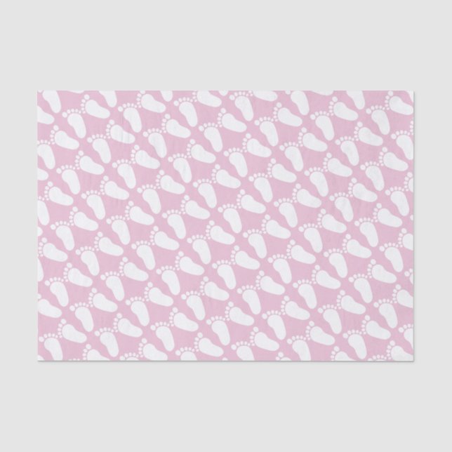 Pink footprints girl baby shower gift tissue paper (Front)