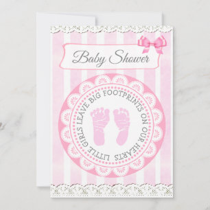 Pink Footprints Girl's Baby Shower Invitation