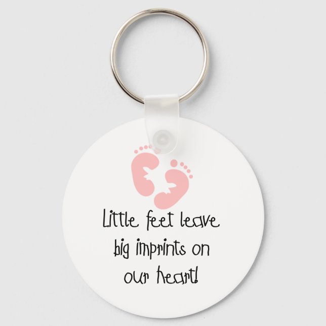 Pink Footprints Little Feet Big Imprints Keychain (Front)