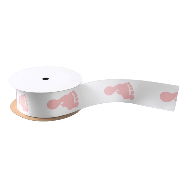 Pink Footprints Satin Ribbon (Spool)