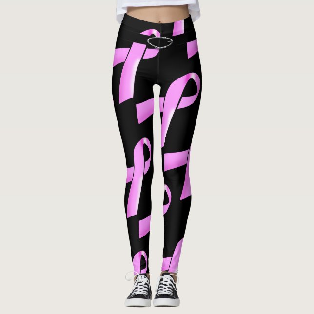 Pink for Breasts | Personalize background Leggings (Front)