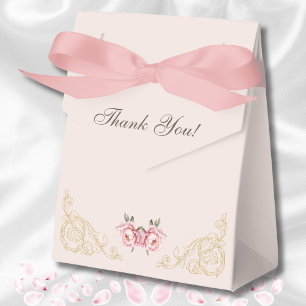 Pink Foral Rococo Vintage Peony Bridal Shower Favor Boxes