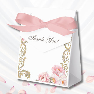 Pink Foral Vintage Peony Christian Bridal Shower Favor Boxes