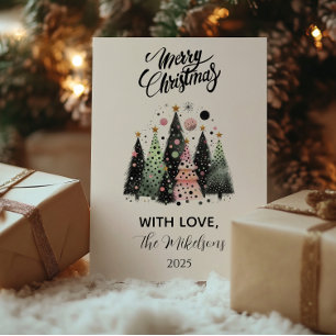 Pink Forest Christmas Holiday Card