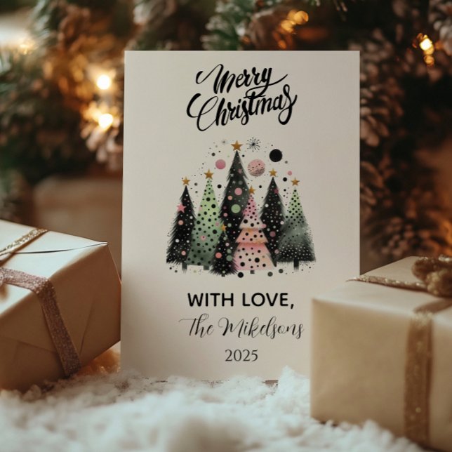 Pink Forest Christmas Holiday Card (Creator Uploaded)