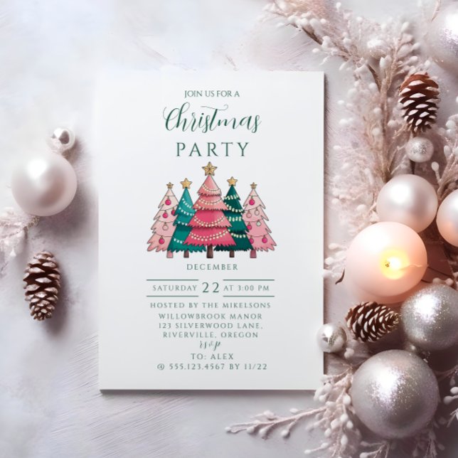 Pink Forest Christmas Invitation (Creator Uploaded)
